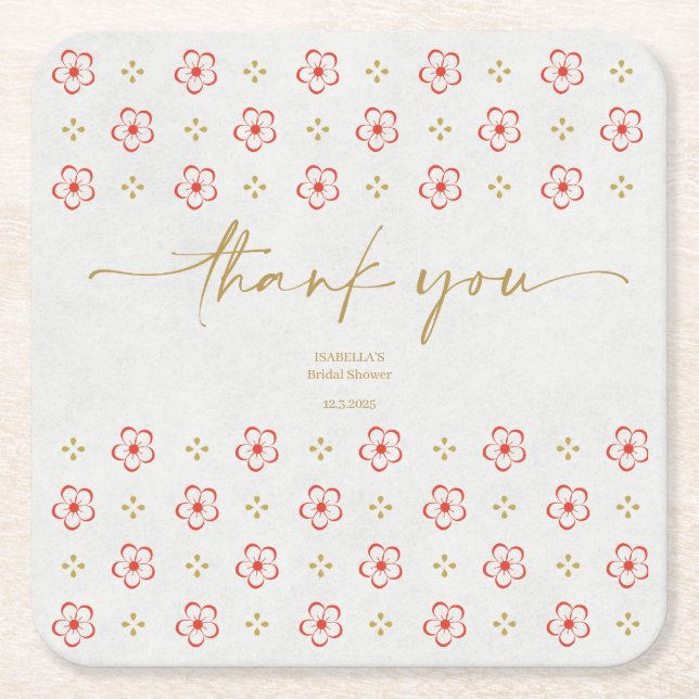 Posavasos Cuadrado De Papel Elegant Japanese Plum Blossom (Anverso)