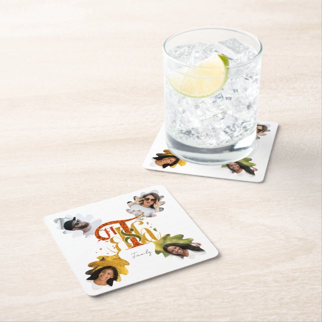 Posavasos Cuadrado De Papel Elegant Manuscript Thanks Autumn Foliage Photos  (In situ)