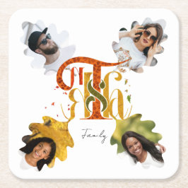 Posavasos Cuadrado De Papel Elegant Manuscript Thanks Autumn Foliage Photos