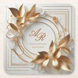 Posavasos Cuadrado De Papel Elegant Monogram Wedding Paper Coaster