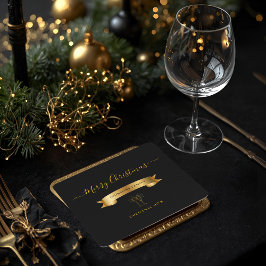 Posavasos Cuadrado De Papel Elegant Personalized Merry Christmas