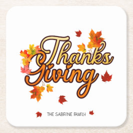 Posavasos Cuadrado De Papel Elegant Thanksgiving foliage autumn fall 