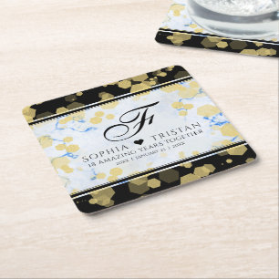 Posavasos Cuadrado De Papel Elegante 18º Aniversario de Boda de Porcelana