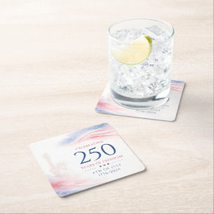 Posavasos Cuadrado De Papel Elegante 250º Día de la Independencia de Estados U