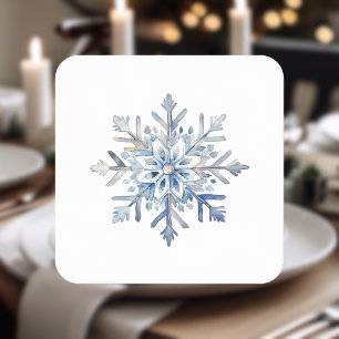 Posavasos Cuadrado De Papel Elegante acuarela de copo de nieve