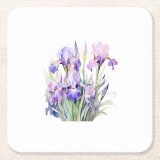 Posavasos Cuadrado De Papel Elegante acuarela Iris Paper Coasters