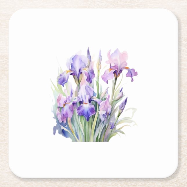 Posavasos Cuadrado De Papel Elegante acuarela Iris Paper Coasters (Anverso)