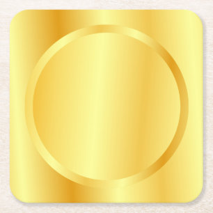Posavasos Cuadrado De Papel Elegante apariencia metálica de oro falso glamuros