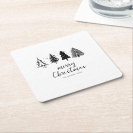 Posavasos Cuadrado De Papel Elegante árbol de Navidad Minimalista