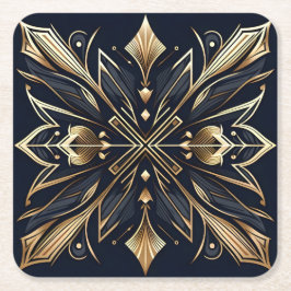 Posavasos Cuadrado De Papel Elegante Art Deco Gold Mandala