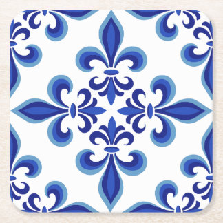 Posavasos Cuadrado De Papel Elegante azul damasco servicio de almuerzo 