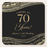 Posavasos Cuadrado De Papel Elegante Black Gold Agate 70th Birthday Party<br><div class="desc">¡Son elegantes gallos de papel de la 70 Años de la Black Gold Agate!</div>