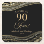 Posavasos Cuadrado De Papel Elegante Black Gold Agate 90th Birthday Party<br><div class="desc">Estos son elegantes gallos de papel de la Black Gold Agate 90th Birthday Party!</div>