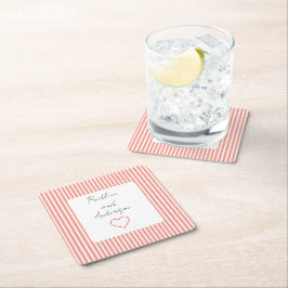 Posavasos Cuadrado De Papel Elegante Boda de Naranja