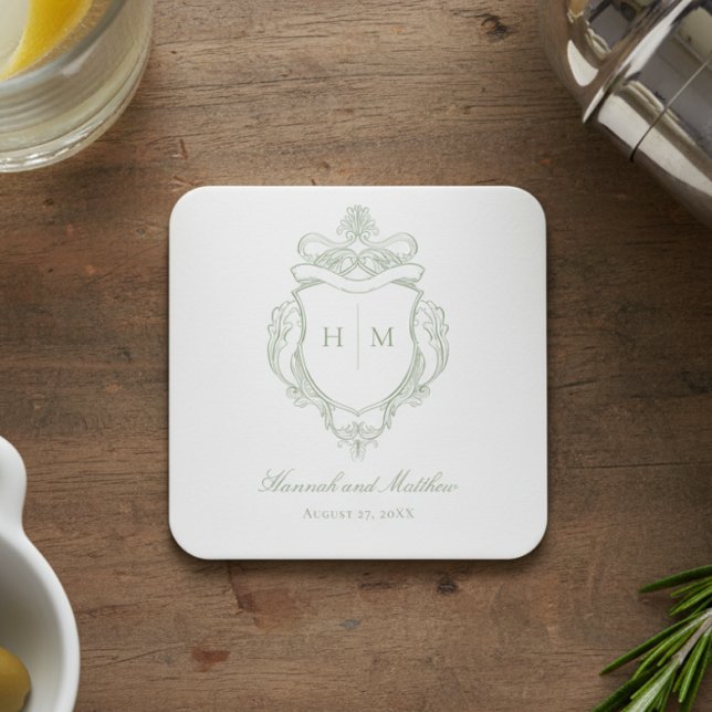 Posavasos Cuadrado De Papel Elegante Boda Escudo de pájaros de la Chinoiserie  (Subido por el creador)