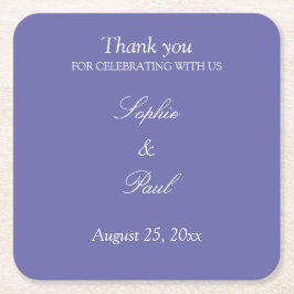 Posavasos Cuadrado De Papel Elegante Boda Lavender Gracias