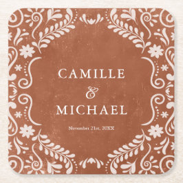 Posavasos Cuadrado De Papel Elegante Boda mexicano Papel Picado
