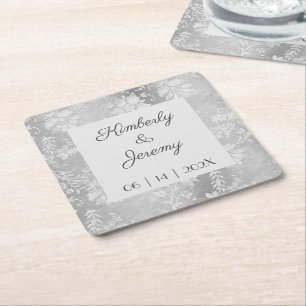Posavasos Cuadrado De Papel Elegante Boda Vintage