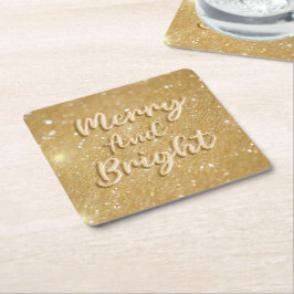 Posavasos Cuadrado De Papel Elegante brillo de Navidad dorado