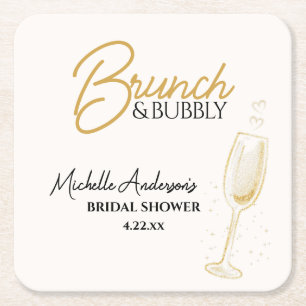 Posavasos Cuadrado De Papel Elegante Brunch y Burbujeante Despedida de Soltera