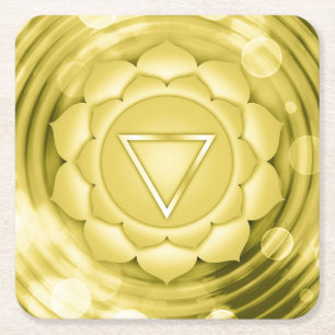 Posavasos Cuadrado De Papel Elegante Chakra Zen Yoga Espiritual Meditación Oro