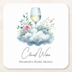 Posavasos Cuadrado De Papel Elegante Cloud Wine Bridal Shower
