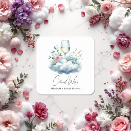 Posavasos Cuadrado De Papel Elegante Cloud Wine Bridal Shower