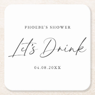 Posavasos Cuadrado De Papel Elegante Coaster de Regalo de Boda con Letra Manus