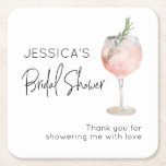 Posavasos Cuadrado De Papel Elegante Cocktail De Vino Rosa Ducha Bridal<br><div class="desc">Presenta un toque de elegancia a tu ducha nupcial o recepción de bodas con estas galletitas de papel de cóctel de vino rosa. Estas tartas cuadradas presentan un elegante diseño de cócteles de vino y son perfectas para proteger sus mesas y encimeras de derrames y manchas. Estas tartas de papel...</div>