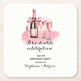 Posavasos Cuadrado De Papel Elegante cumpleaños conjunto de celebración doble 