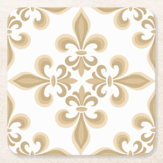 Posavasos Cuadrado De Papel Elegante damasco de color bronceado