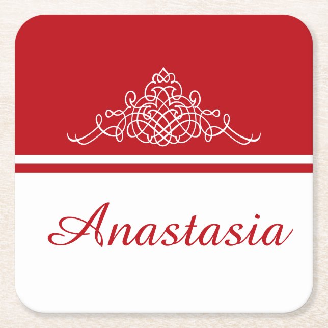 Posavasos Cuadrado De Papel Elegante diseño floral (Anverso)