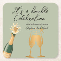 Elegante Doble Celebración Green Joint Birthday
