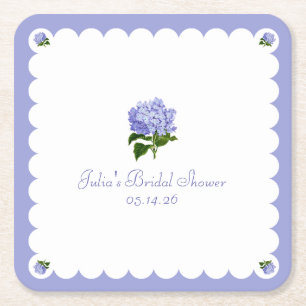 Posavasos Cuadrado De Papel Elegante Ducha Bridal Clásico Hydrangea Scalloped