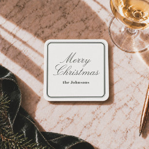 Posavasos Cuadrado De Papel Elegante Editorial Feliz Navidad