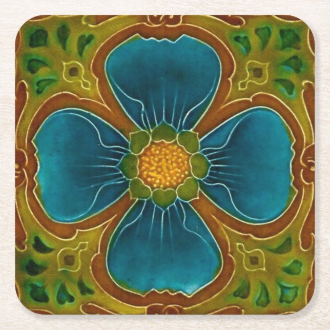 Posavasos Cuadrado De Papel Elegante estilo Art Nouveau moderno (Anverso)