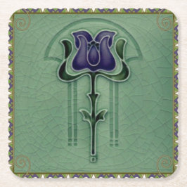 Posavasos Cuadrado De Papel Elegante estilo Art Nouveau moderno