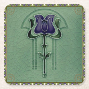Posavasos Cuadrado De Papel Elegante estilo Art Nouveau moderno