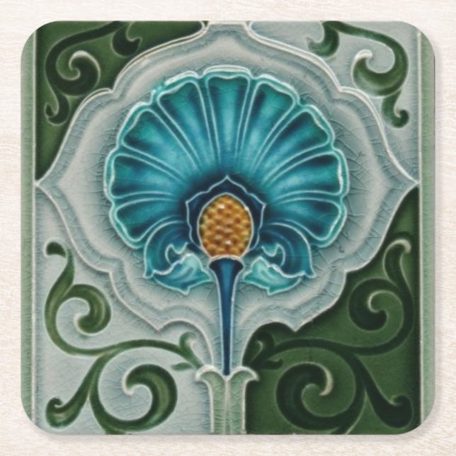 Posavasos Cuadrado De Papel Elegante estilo Art Nouveau moderno (Anverso)