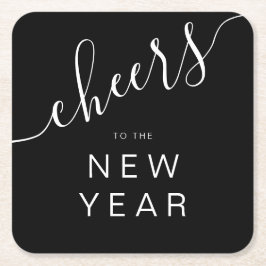 Posavasos Cuadrado De Papel Elegante Fiesta de Año Nuevo