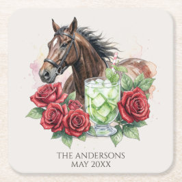 Posavasos Cuadrado De Papel Elegante fiesta de Derby 