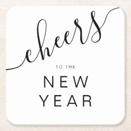 Posavasos Cuadrado De Papel Elegante Fiesta de Nochevieja