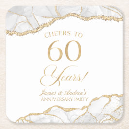 Posavasos Cuadrado De Papel Elegante Fiesta del 60º Aniversario de la Agate de