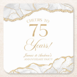 Posavasos Cuadrado De Papel Elegante Fiesta del 75º Aniversario de la Agate de