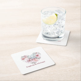 Posavasos Cuadrado De Papel Elegante guión moderno de Moda rosa rosado