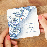 Posavasos Cuadrado De Papel Elegante Hilton Head Island Map Navy Blue Boda<br><div class="desc">Añada un toque de encanto costero a su boda con nuestra montaña rusa de papel de papel de la Marina Blue Coastal Georgia Map Esta deliciosa adición encarna el espíritu de su celebración de Hilton Head, SC. Perfecto para las principales atracciones de la ciudad: Harbour Town Yacht Club, Sea Pines...</div>