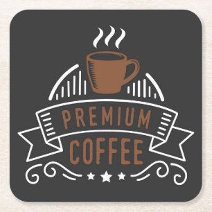 Posavasos Cuadrado De Papel Elegante logotipo de diseño de café premium