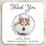 Posavasos Cuadrado De Papel Elegante Mascota Foto Gracias Boda Perro<br><div class="desc">¡Gracias por celebrar a mis humanos! Añada el toque final a su boda con estos tiernos bodas de fotos personalizados. Perfecto para su boda después del fiesta y la recepción, y como favores matrimoniales para sus invitados. Personalizar estas galas de boda de perro fotográfico con tu foto boda favorita, foto...</div>