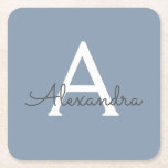 Posavasos Cuadrado De Papel Elegante Monograma moderno Minimalista azul turbio<br><div class="desc">Presentamos nuestra Dusty Blue Minimalista Monogram Elegant Collection: Eleva tu estilo con sofisticación y encanto intemporal. Nuestra colección presenta diseños minimalistas en un suave y polvoriento matiz azul, realzados con elegantes monogramas adaptados a su gusto personal. Desde la papelería refinada hasta los accesorios versátiles, cada pieza de nuestra colección está...</div>