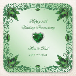 Posavasos Cuadrado De Papel Elegante montaña de 55 años Boda